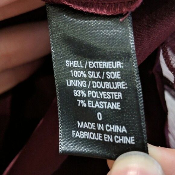 Tahari Women's Burgundy 100% Silk Skirt with Embroidery Size M - Picture 6 of 6